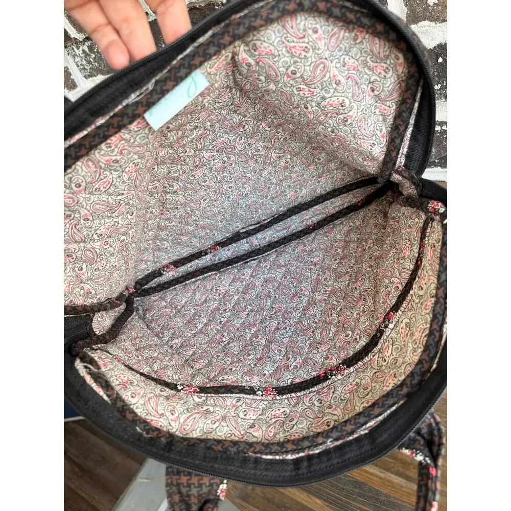 Vera Bradley Brown Paisley Laptop Bag Computer Briefcase Quilted Retired Print
